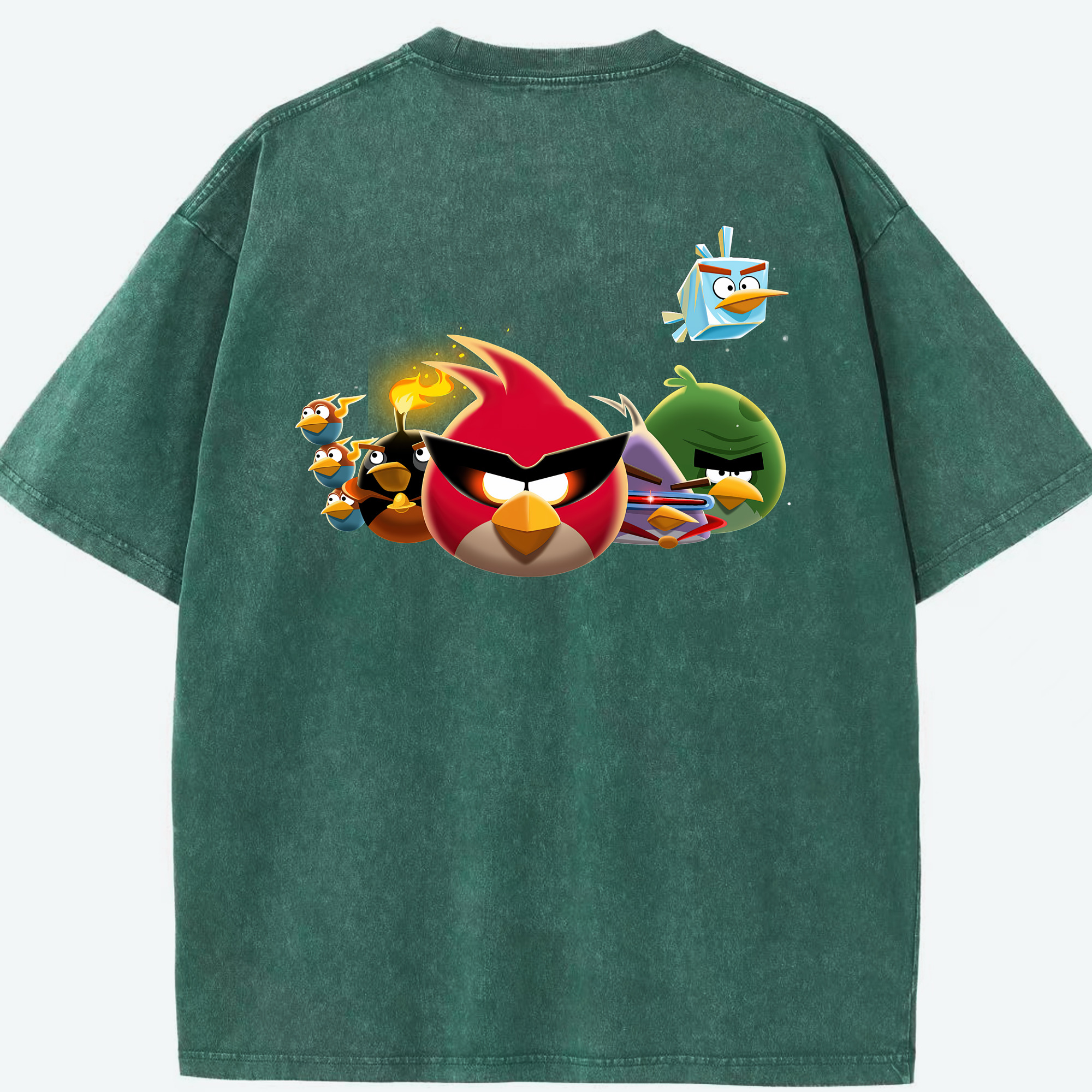 （画像用） Angry Birds アングリーバード 綿100% ヴィンテージ風 半袖Tシャツ（背面プリント）